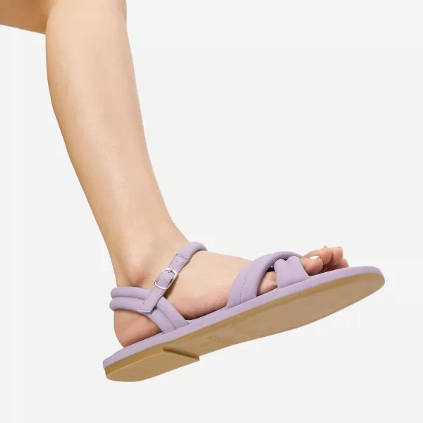 imageDREAM PAIRS Womens Square Toe Flat Sandals Quilted Crossover Strappy Comfort Cute Beach for SummerPurple