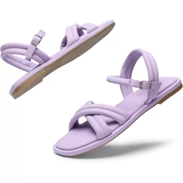 imageDREAM PAIRS Womens Square Toe Flat Sandals Quilted Crossover Strappy Comfort Cute Beach for SummerPurple