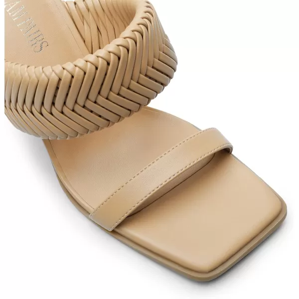 imageDREAM PAIRS Womens Square Toe Heels for Women Braided Open Toe Two Strap Slip on Heels Chunky Mules Sandals Party Wedding Dress Dating Pumps ShoesNude