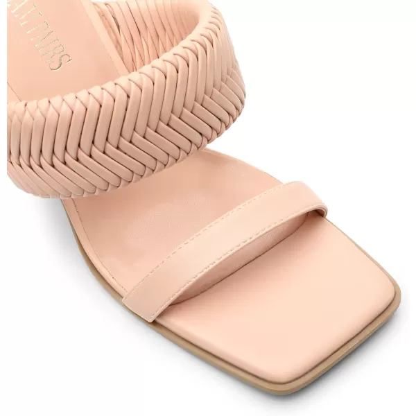 imageDREAM PAIRS Womens Square Toe Heels for Women Braided Open Toe Two Strap Slip on Heels Chunky Mules Sandals Party Wedding Dress Dating Pumps ShoesPink