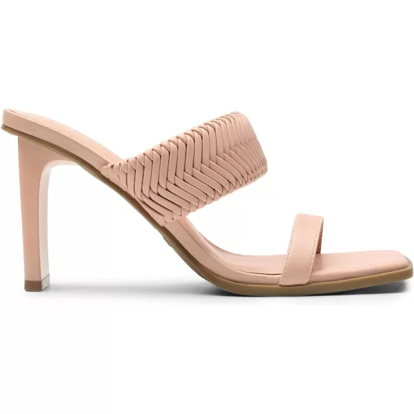 imageDREAM PAIRS Womens Square Toe Heels for Women Braided Open Toe Two Strap Slip on Heels Chunky Mules Sandals Party Wedding Dress Dating Pumps ShoesPink