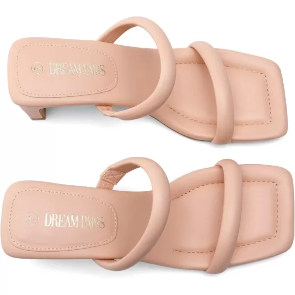 imageDREAM PAIRS Womens Square Toe Heels for Women Two Strap Open Toe Low Block Chunky Heels Sandals Dress Pumps ShoesPink
