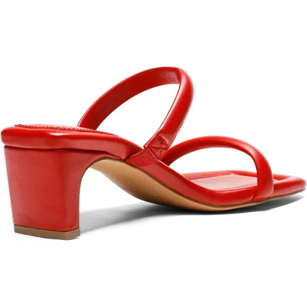 imageDREAM PAIRS Womens Square Toe Heels for Women Two Strap Open Toe Low Block Chunky Heels Sandals Dress Pumps ShoesRed