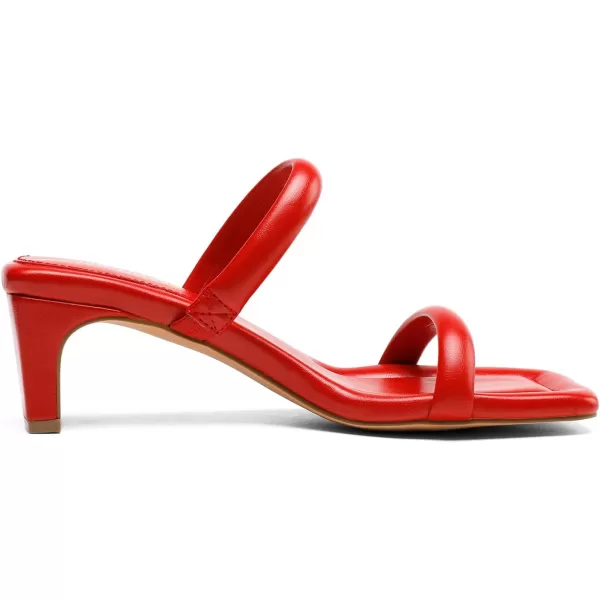 imageDREAM PAIRS Womens Square Toe Heels for Women Two Strap Open Toe Low Block Chunky Heels Sandals Dress Pumps ShoesRed