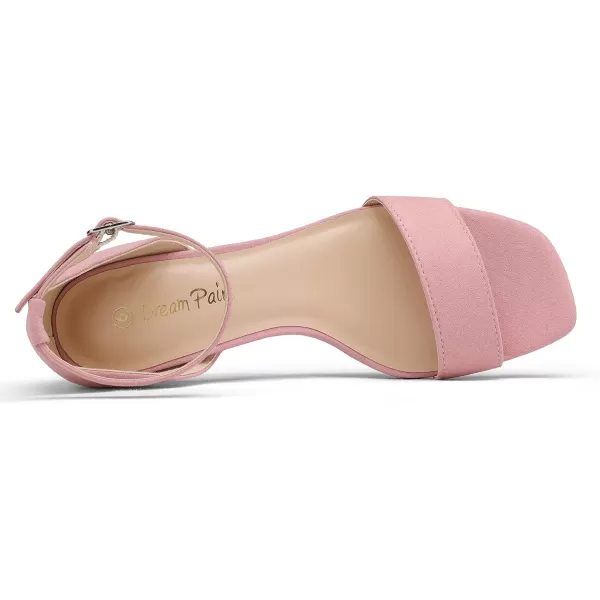 imageDREAM PAIRS Womens Square Toe Low Block Chunky Heels Open Toe Ankle Strap Dress Pump ShoesLightPink
