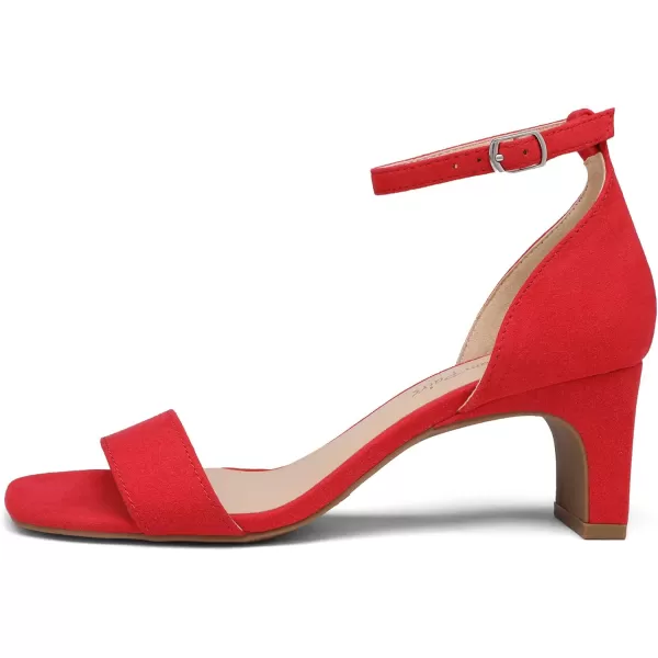imageDREAM PAIRS Womens Square Toe Low Block Chunky Heels Open Toe Ankle Strap Dress Pump ShoesRed