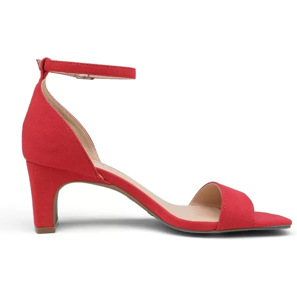 imageDREAM PAIRS Womens Square Toe Low Block Chunky Heels Open Toe Ankle Strap Dress Pump ShoesRed