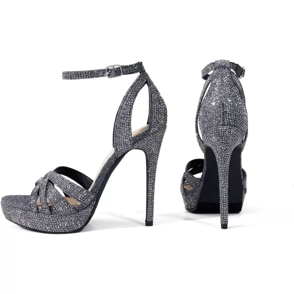 imageDREAM PAIRS Womens Stiletto Heels High Open Toe Ankle Strap Platform Heeled Sandals for WomenBlackglitter