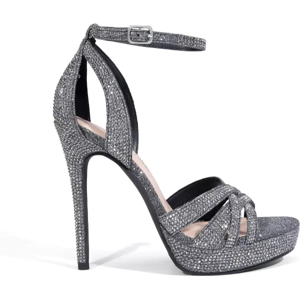 imageDREAM PAIRS Womens Stiletto Heels High Open Toe Ankle Strap Platform Heeled Sandals for WomenBlackglitter