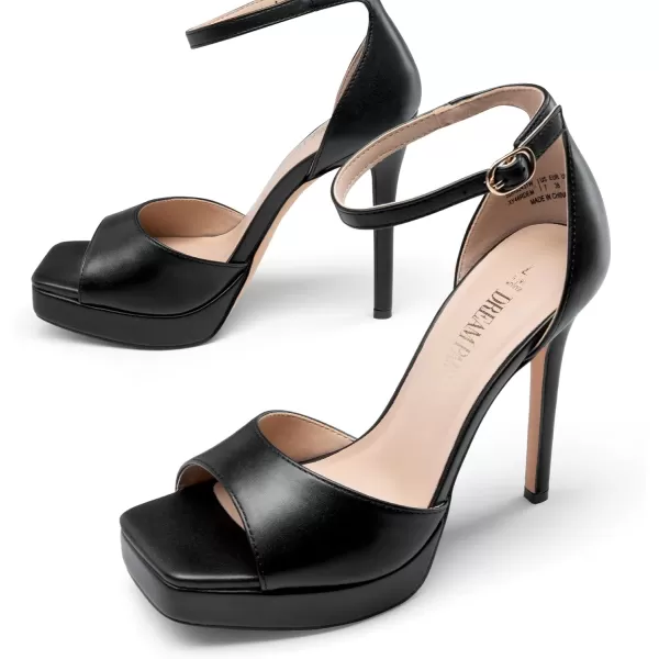 imageDREAM PAIRS Womens Stiletto High Heels Platform Ankle Strap Square Open Toe Dress Sexy SandalsBlackpu