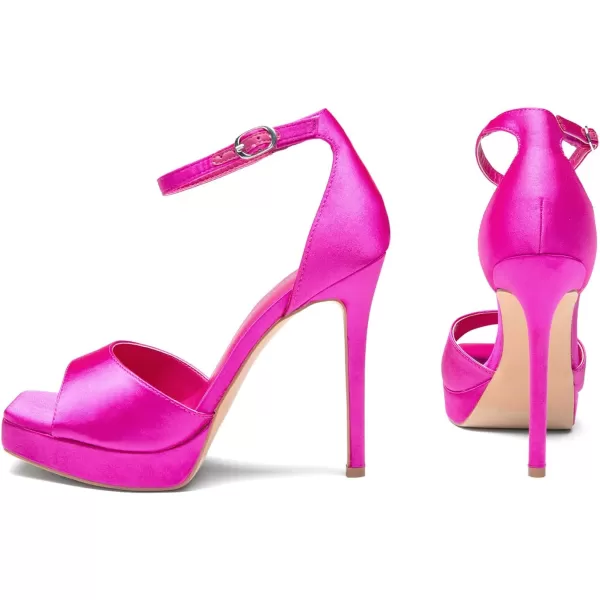 imageDREAM PAIRS Womens Stiletto High Heels Platform Ankle Strap Square Open Toe Dress Sexy SandalsHot Pinksatin