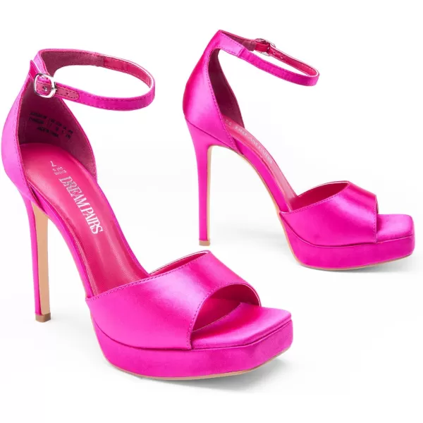 imageDREAM PAIRS Womens Stiletto High Heels Platform Ankle Strap Square Open Toe Dress Sexy SandalsHot Pinksatin