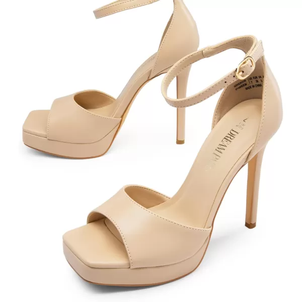 imageDREAM PAIRS Womens Stiletto High Heels Platform Ankle Strap Square Open Toe Dress Sexy SandalsNudepu
