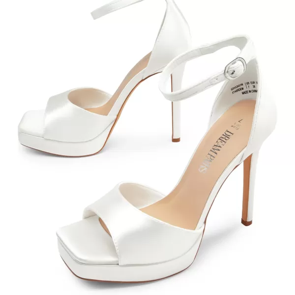 imageDREAM PAIRS Womens Stiletto High Heels Platform Ankle Strap Square Open Toe Dress Sexy SandalsWhitesatin