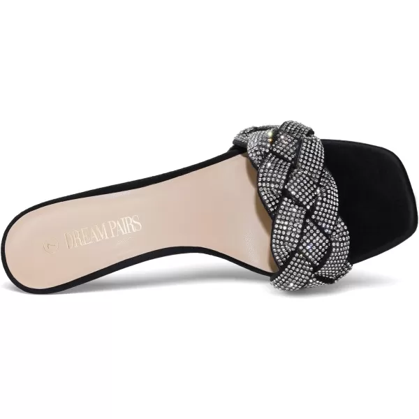 imageDREAM PAIRS Womens Stilettos Heels Open Square Toe Comfort Low Kitten Heels Sexy Dress Pumps Sandals Evening Party Prom Dance ShoesBlackRhinestone
