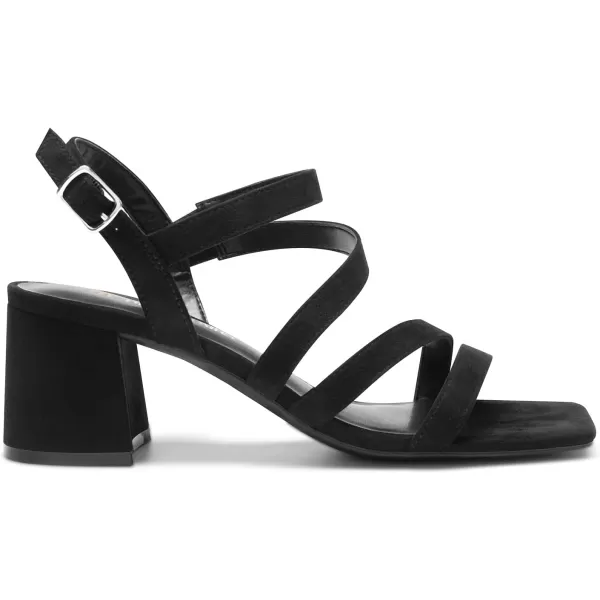 imageDREAM PAIRS Womens Strappy Chunky Heels Low Block Square Open Toe Sandals Dress Party ShoesBlacksuede