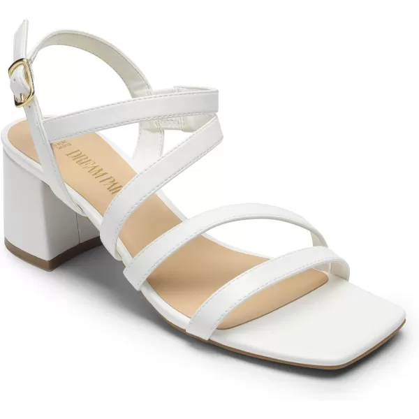 imageDREAM PAIRS Womens Strappy Chunky Heels Low Block Square Open Toe Sandals Dress Party ShoesWhitepu