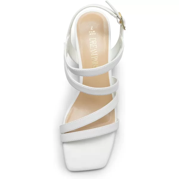 imageDREAM PAIRS Womens Strappy Chunky Heels Low Block Square Open Toe Sandals Dress Party ShoesWhitepu