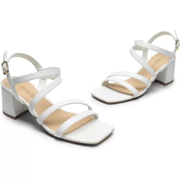 imageDREAM PAIRS Womens Strappy Chunky Heels Low Block Square Open Toe Sandals Dress Party ShoesWhitepu