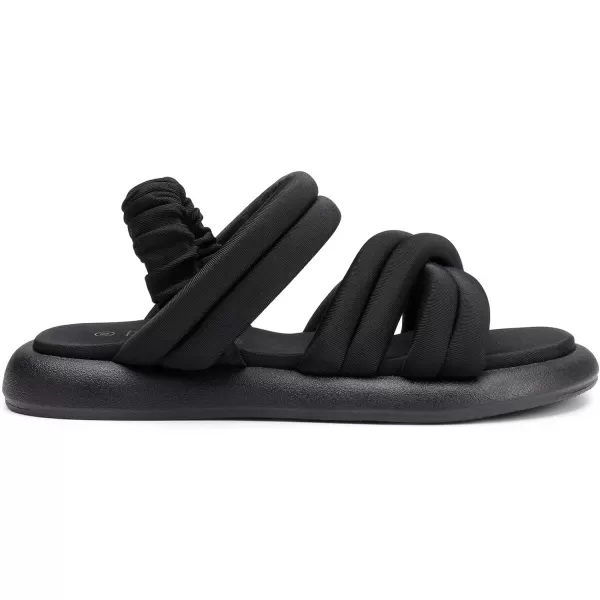 imageDREAM PAIRS Womens Strappy Cross Straps Flat Sandals Slip On Open Toe Comfot Slides for SummerBlack