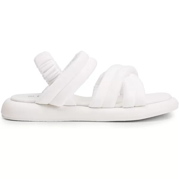 imageDREAM PAIRS Womens Strappy Cross Straps Flat Sandals Slip On Open Toe Comfot Slides for SummerWhite