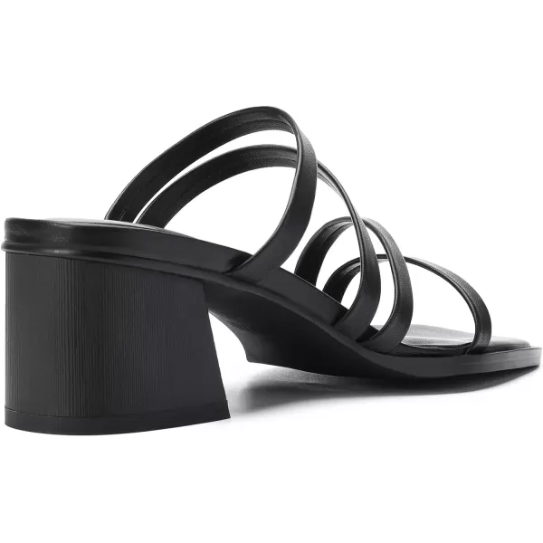 imageDREAM PAIRS Womens Strappy Heels Block Open Toe Low Heel Chunky Mules Sandals Dress ShoesBlack