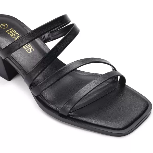 imageDREAM PAIRS Womens Strappy Heels Block Open Toe Low Heel Chunky Mules Sandals Dress ShoesBlack