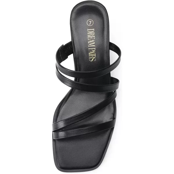 imageDREAM PAIRS Womens Strappy Heels Block Open Toe Low Heel Chunky Mules Sandals Dress ShoesBlack