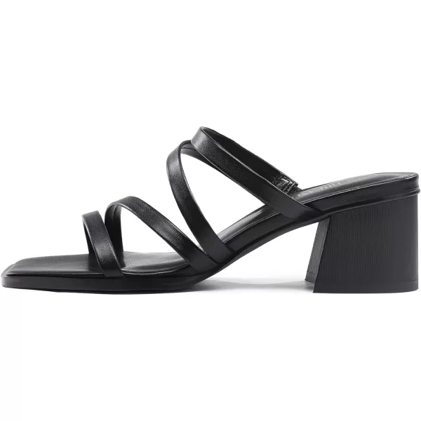 imageDREAM PAIRS Womens Strappy Heels Block Open Toe Low Heel Chunky Mules Sandals Dress ShoesBlack