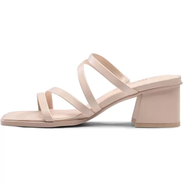 imageDREAM PAIRS Womens Strappy Heels Block Open Toe Low Heel Chunky Mules Sandals Dress ShoesPink