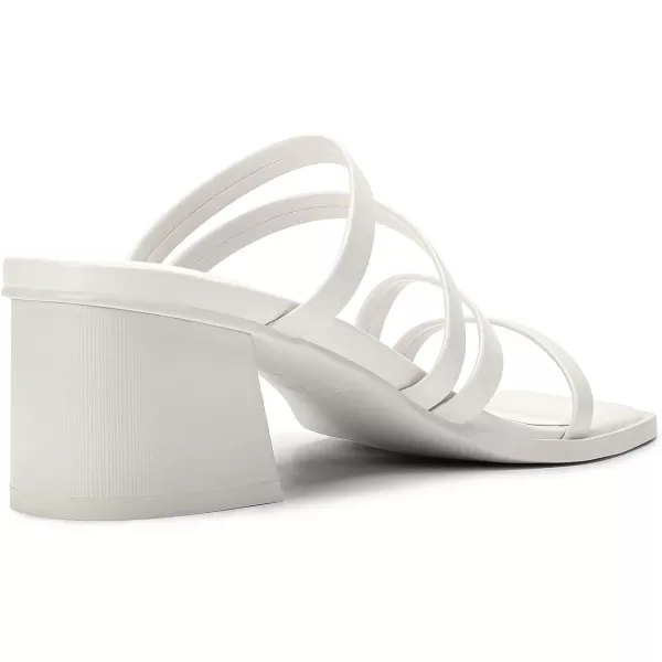 imageDREAM PAIRS Womens Strappy Heels Block Open Toe Low Heel Chunky Mules Sandals Dress ShoesWhite