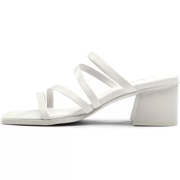 imageDREAM PAIRS Womens Strappy Heels Block Open Toe Low Heel Chunky Mules Sandals Dress ShoesWhite