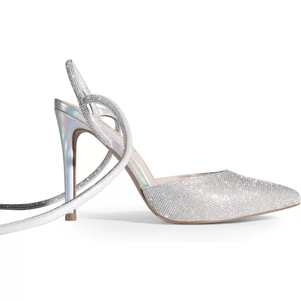 imageDREAM PAIRS Womens Strappy High Stilletos Heels Pointed Toe Sexy Slingback Lace Up Dress Wedding Pumps ShoesSilverrhinestone