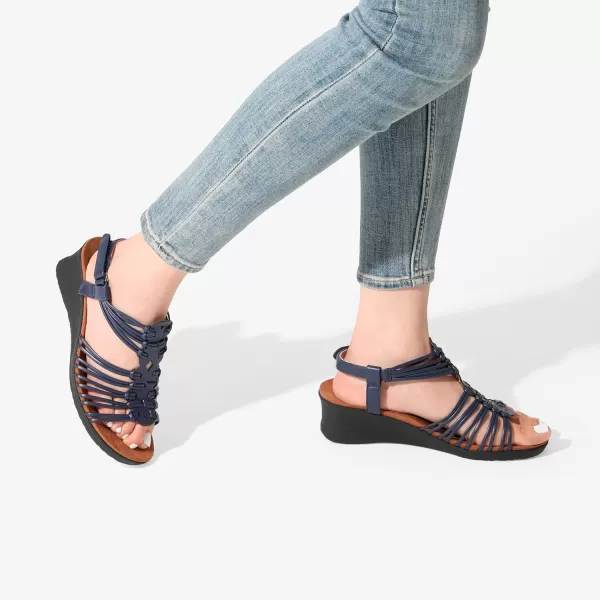imageDREAM PAIRS Womens Strappy Wedges Open Toe Ankle Strap Sandals Comfort Dress ShoesNavy