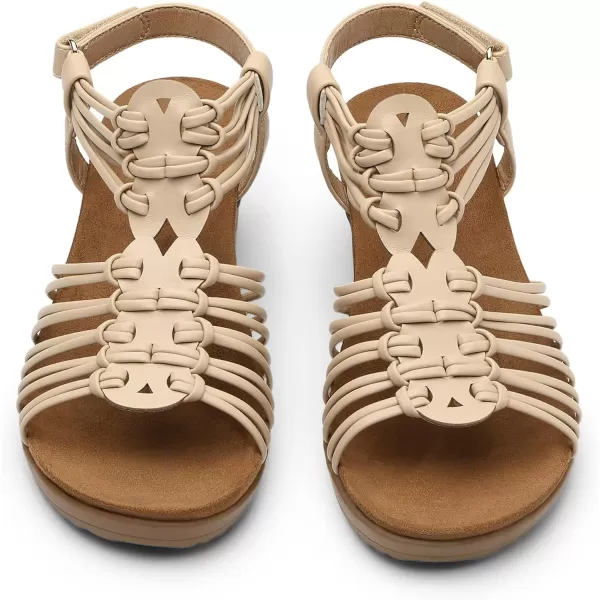 imageDREAM PAIRS Womens Strappy Wedges Open Toe Ankle Strap Sandals Comfort Dress ShoesNude