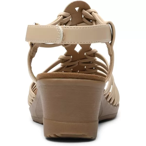 imageDREAM PAIRS Womens Strappy Wedges Open Toe Ankle Strap Sandals Comfort Dress ShoesNude