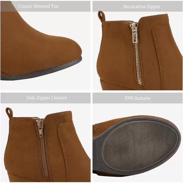 imageDREAM PAIRS Womens Suede Low Wedges Ankle BootsDoubleTanSuede