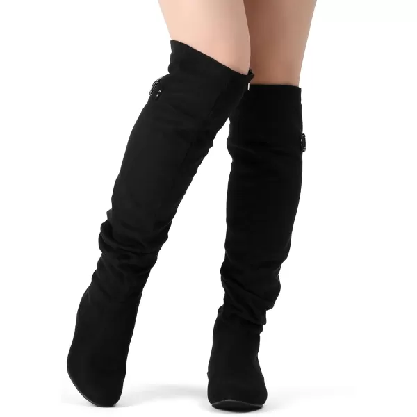 imageDREAM PAIRS Womens Suede Over The Knee Thigh High Winter BootsBlackcolby