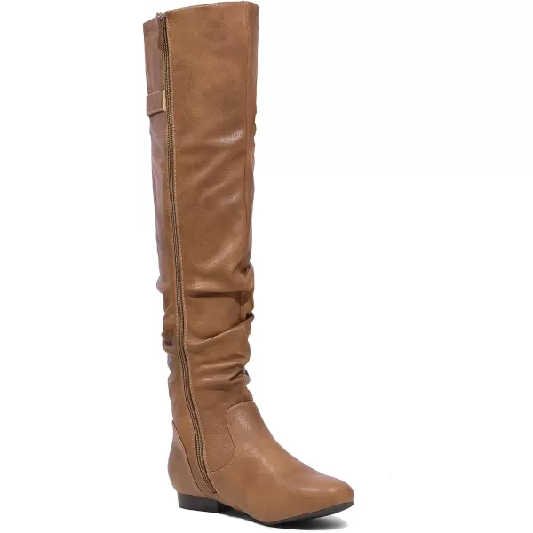 imageDREAM PAIRS Womens Suede Over The Knee Thigh High Winter BootsCamel Pu