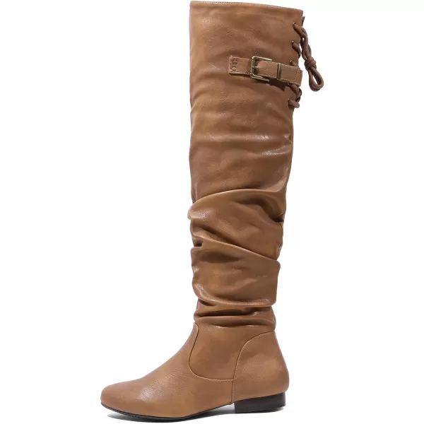 imageDREAM PAIRS Womens Suede Over The Knee Thigh High Winter BootsCamel Pu