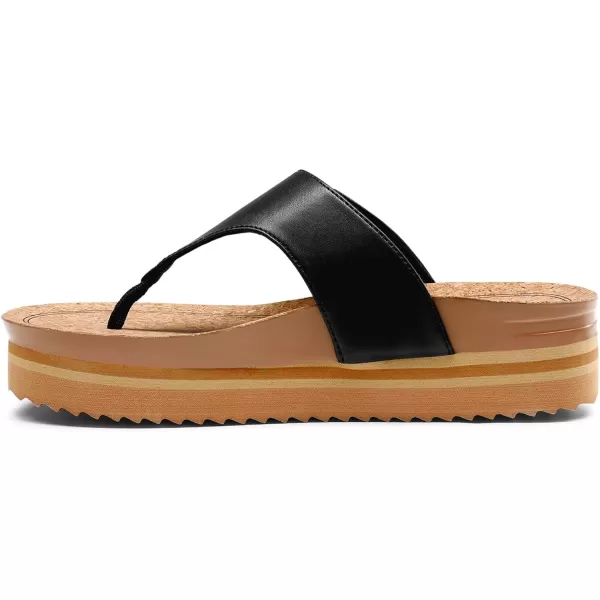 imageDREAM PAIRS Womens Summer Cute Platform Thong Sandals Arch Support Beach Flip Flops with Cushion Memory Foam and Adjustable Leather BuckleBlack