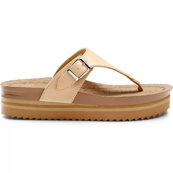 imageDREAM PAIRS Womens Summer Cute Platform Thong Sandals Arch Support Beach Flip Flops with Cushion Memory Foam and Adjustable Leather BuckleNude
