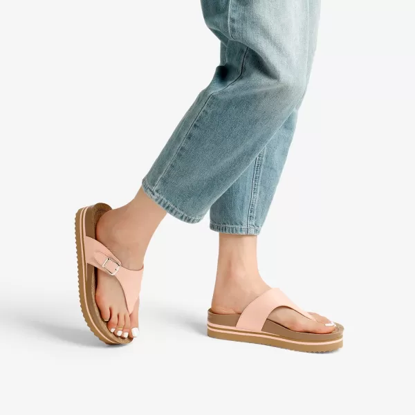 imageDREAM PAIRS Womens Summer Cute Platform Thong Sandals Arch Support Beach Flip Flops with Cushion Memory Foam and Adjustable Leather BucklePink