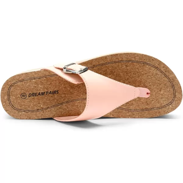 imageDREAM PAIRS Womens Summer Cute Platform Thong Sandals Arch Support Beach Flip Flops with Cushion Memory Foam and Adjustable Leather BucklePink