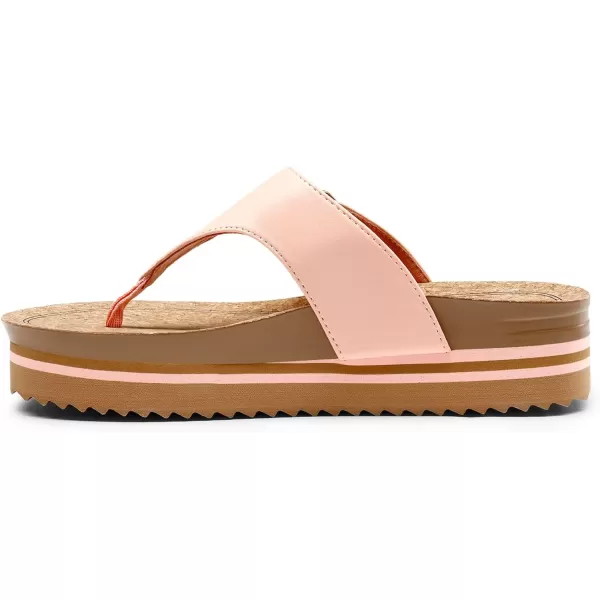 imageDREAM PAIRS Womens Summer Cute Platform Thong Sandals Arch Support Beach Flip Flops with Cushion Memory Foam and Adjustable Leather BucklePink