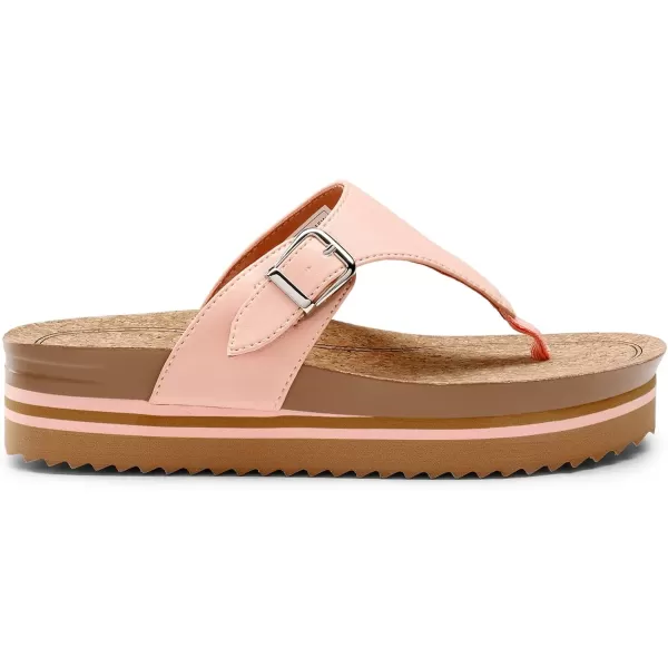 imageDREAM PAIRS Womens Summer Cute Platform Thong Sandals Arch Support Beach Flip Flops with Cushion Memory Foam and Adjustable Leather BucklePink