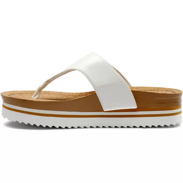 imageDREAM PAIRS Womens Summer Cute Platform Thong Sandals Arch Support Beach Flip Flops with Cushion Memory Foam and Adjustable Leather BuckleWhite
