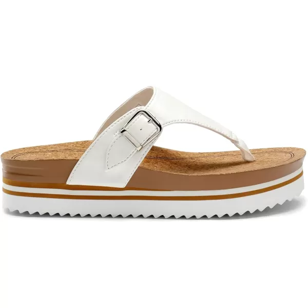 imageDREAM PAIRS Womens Summer Cute Platform Thong Sandals Arch Support Beach Flip Flops with Cushion Memory Foam and Adjustable Leather BuckleWhite