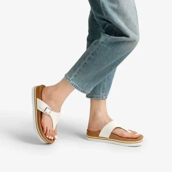 imageDREAM PAIRS Womens Summer Cute Platform Thong Sandals Arch Support Beach Flip Flops with Cushion Memory Foam and Adjustable Leather BuckleWhite