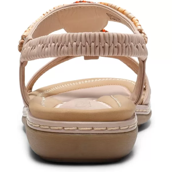 imageDREAM PAIRS Womens Summer Flat Sandals Comfortable Dressy Elastic Ankle Strap Casual Bohemian Sandals Shoes for Walking BeachPink